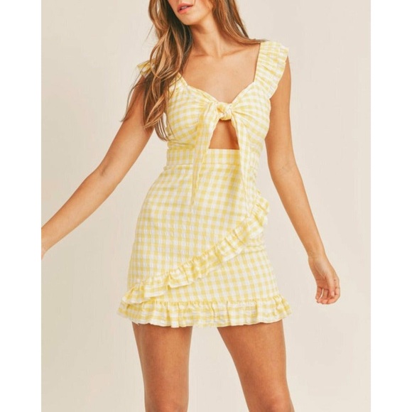 Yellow Gingham Ruffle Dress - Picture 1 of 3
